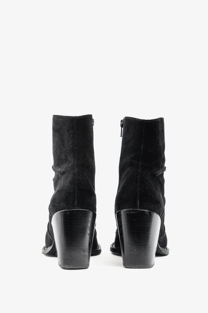 John Fluevog Dolores Black Outseamed Ankle Boots