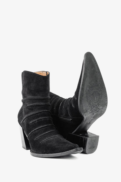 John Fluevog Dolores Black Outseamed Ankle Boots