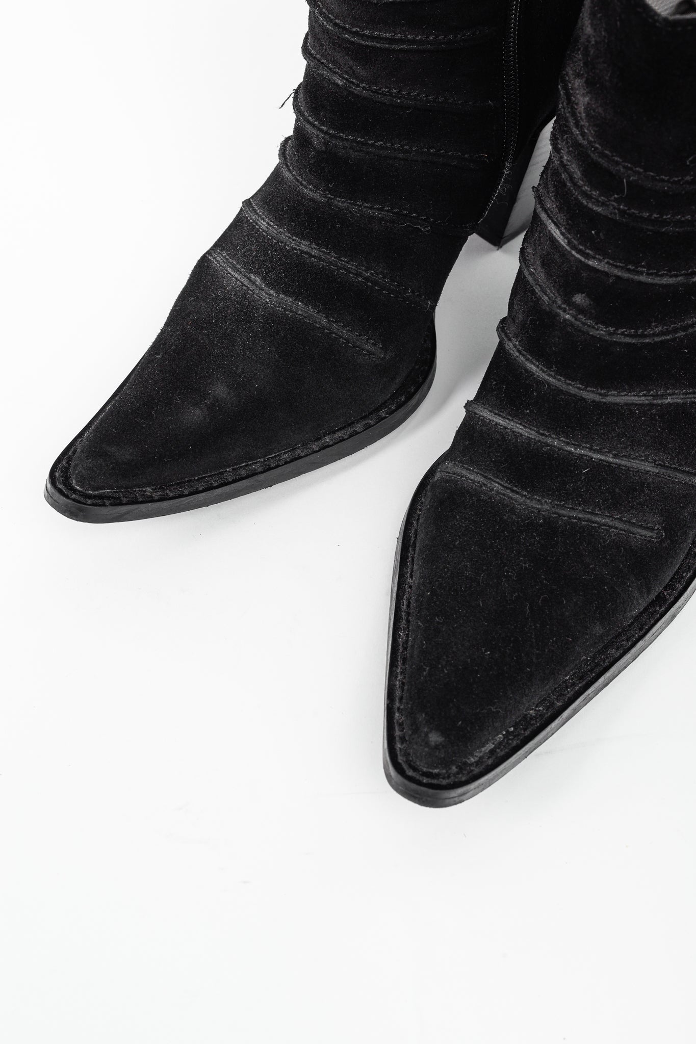 John Fluevog Dolores Black Outseamed Ankle Boots
