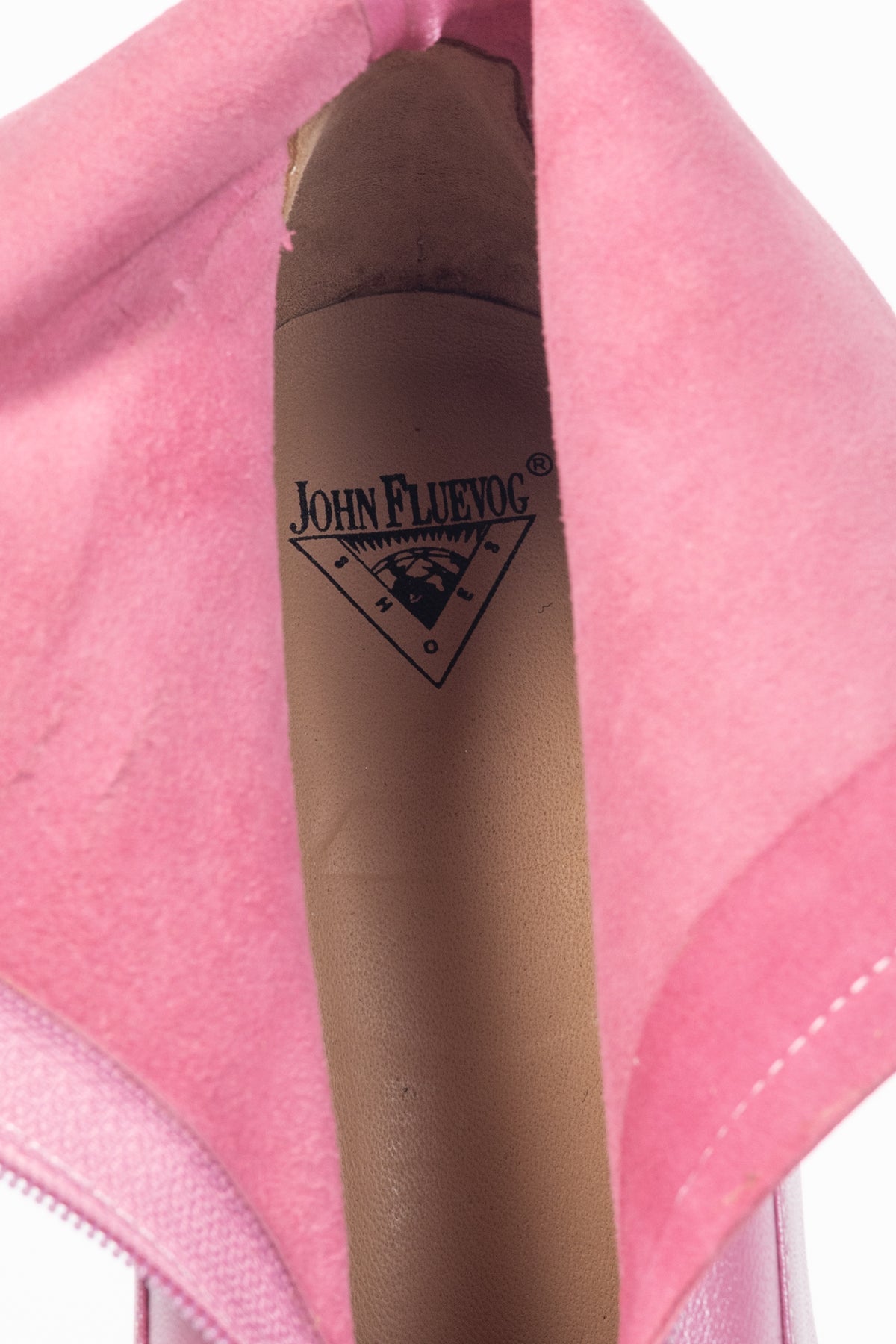 John Fluevog Super Fine Countess Pink Leather Front-Zip Boots