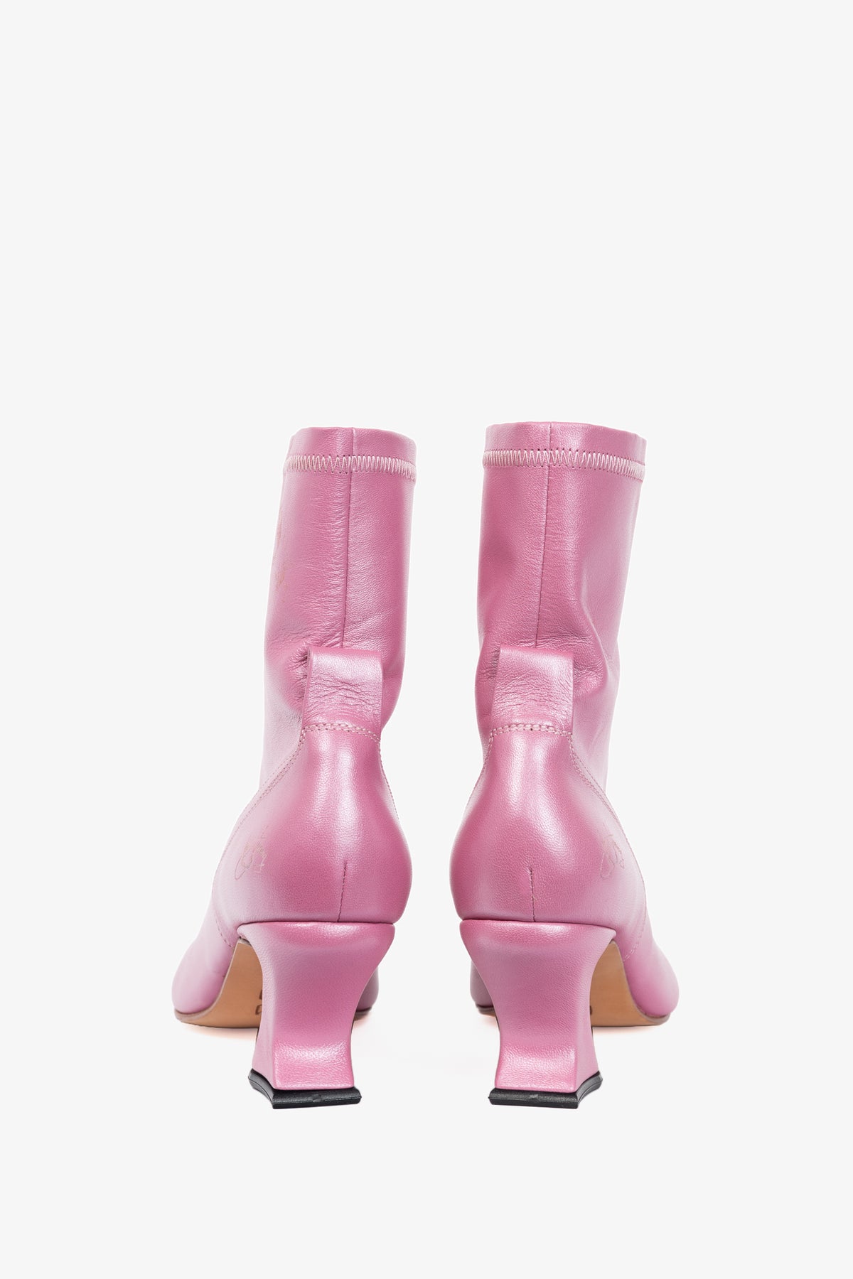 John Fluevog Super Fine Countess Pink Leather Front-Zip Boots