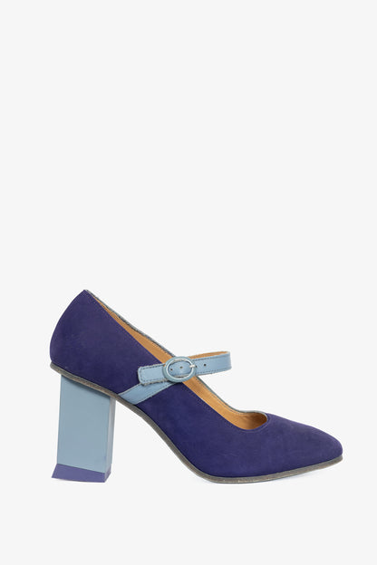 John Fluevog Colour Joanne Purple & Blue Colour-Block Mary Jane Heels