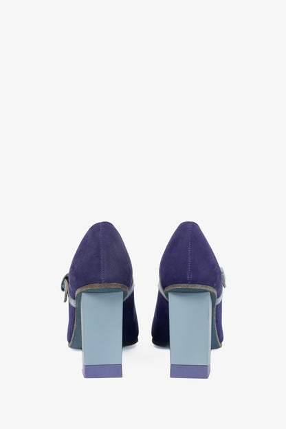 John Fluevog Colour Joanne Purple & Blue Colour-Block Mary Jane Heels