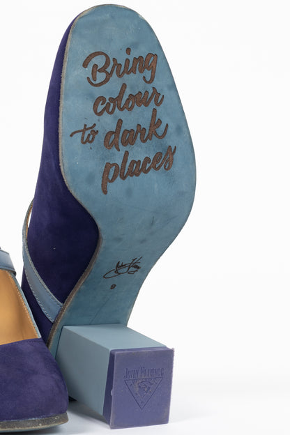 John Fluevog Colour Joanne Purple & Blue Colour-Block Mary Jane Heels