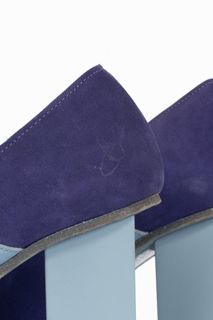 John Fluevog Colour Joanne Purple & Blue Colour-Block Mary Jane Heels
