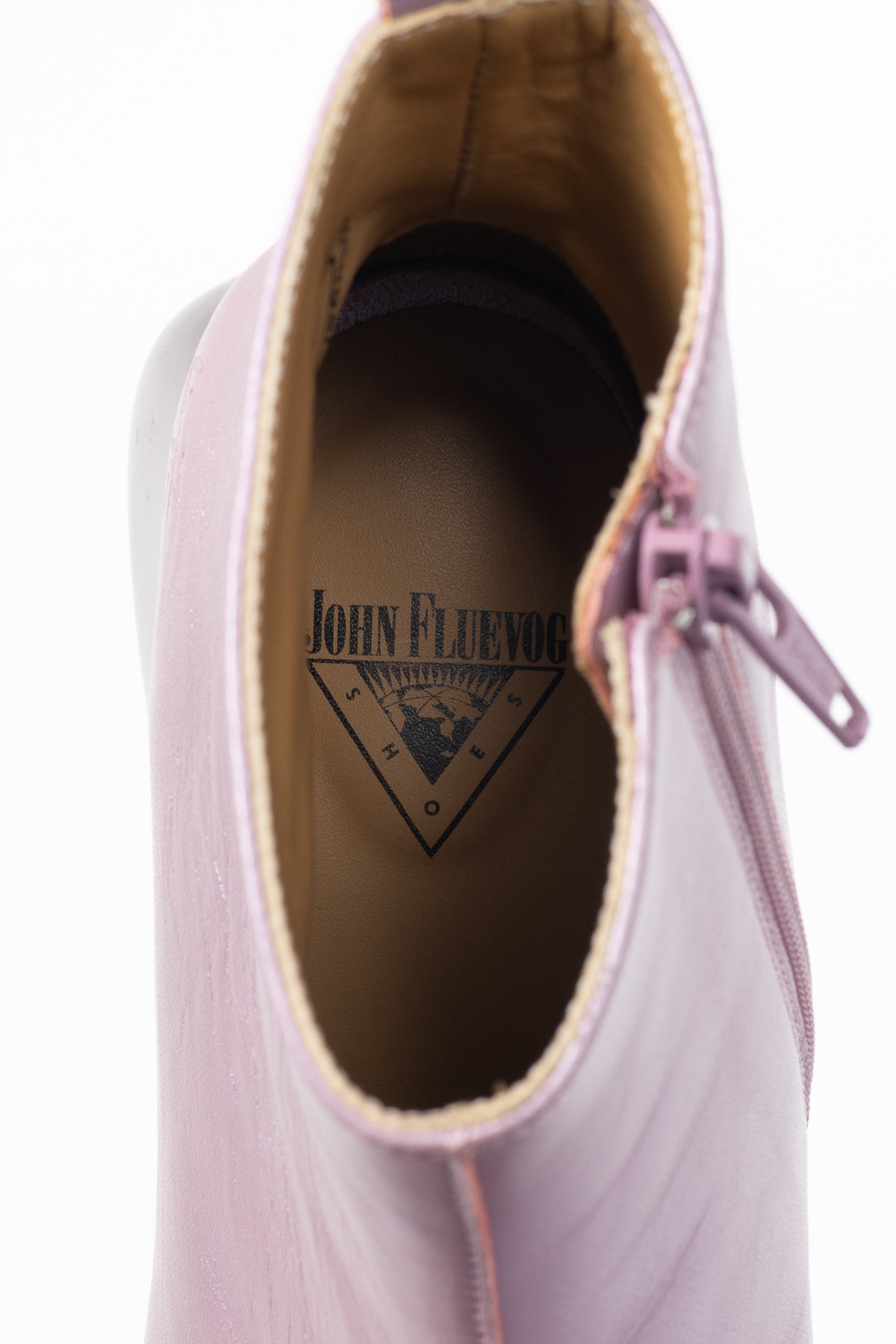 John Fluevog F-Trip Etta Pink Leather Ankle Boots