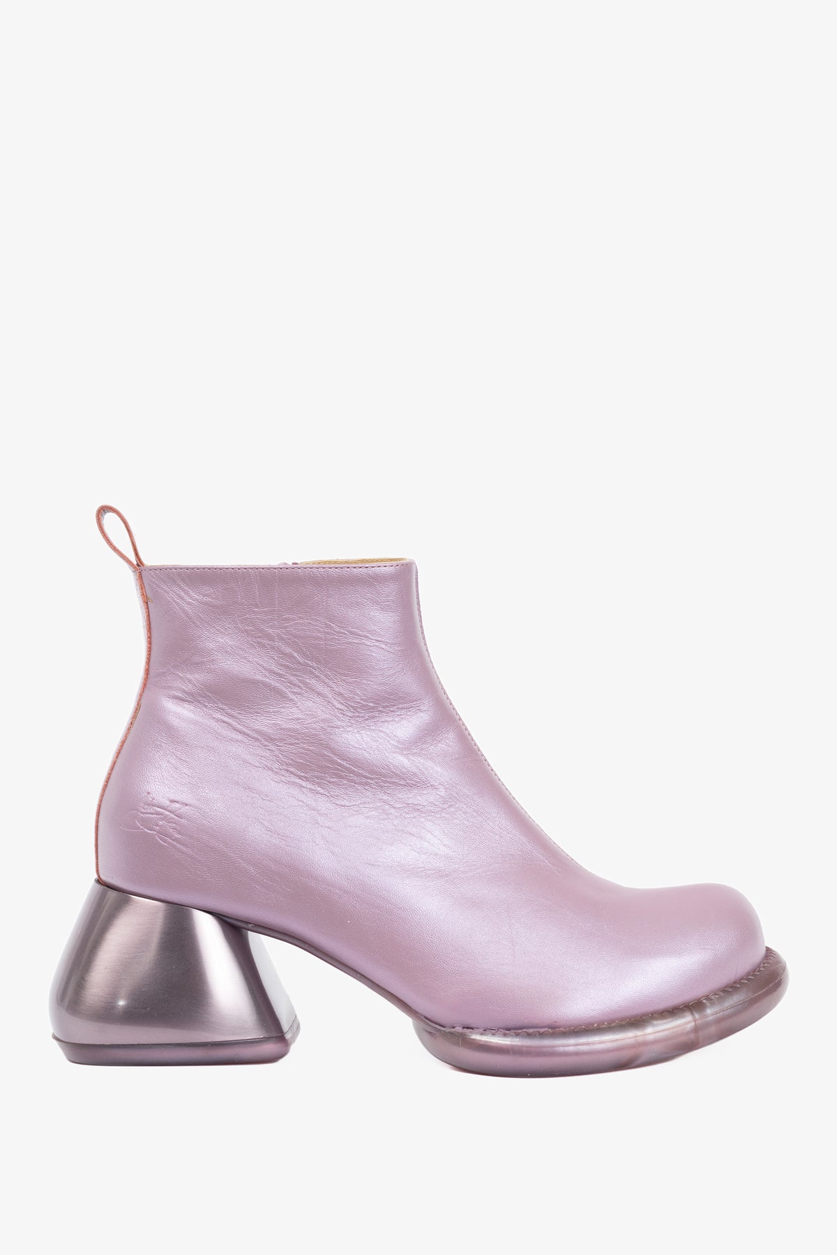 John Fluevog F-Trip Etta Pink Leather Ankle Boots