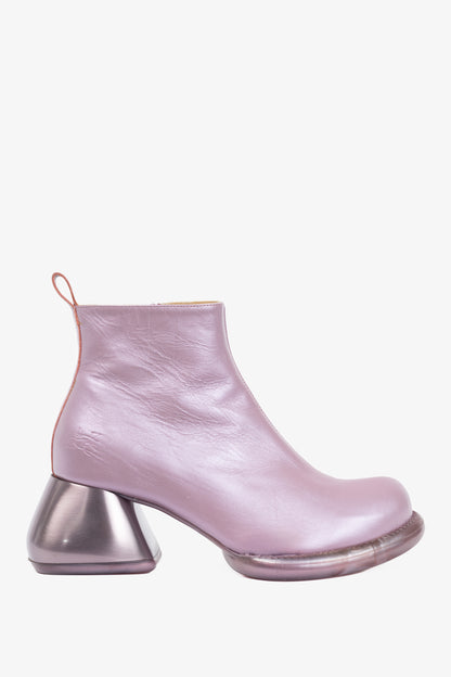 John Fluevog F-Trip Etta Pink Leather Ankle Boots