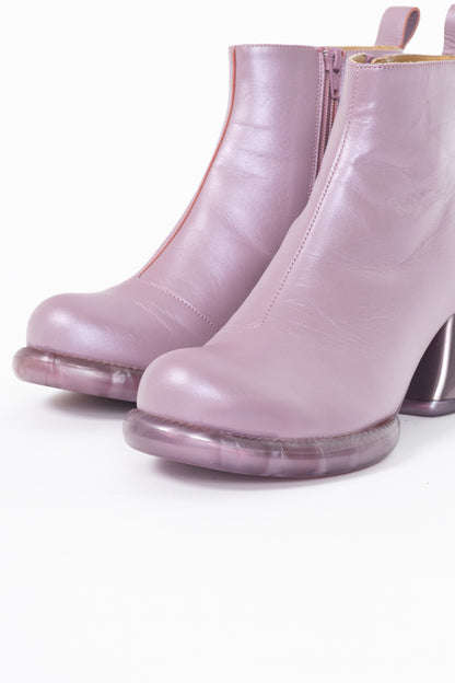 John Fluevog F-Trip Etta Pink Leather Ankle Boots