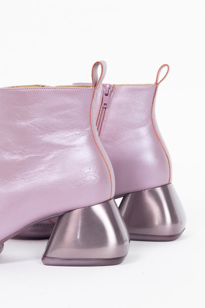 John Fluevog F-Trip Etta Pink Leather Ankle Boots