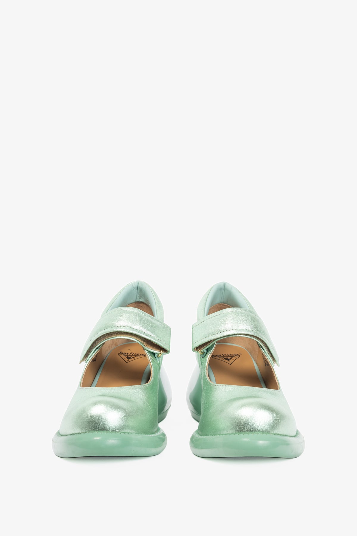 John Fluevog F-Trip Sol Green Metallic Mary Jane Pumps