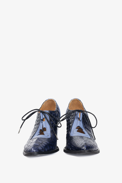 John Fluevog Entrance Room 112 Blue & Blue Dragon Lace-Up Shoes