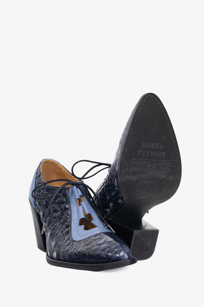 John Fluevog Entrance Room 112 Blue & Blue Dragon Lace-Up Shoes