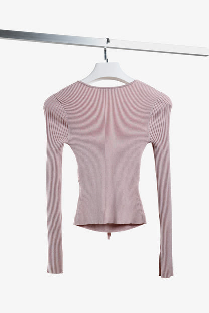 Jonathan Simkhai Pink Ribbed Sweetheart Top