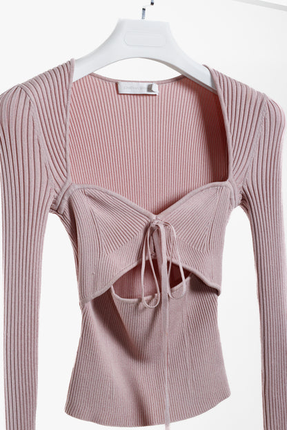 Jonathan Simkhai Pink Ribbed Sweetheart Top