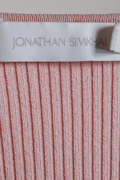 Jonathan Simkhai Pink Ribbed Sweetheart Top