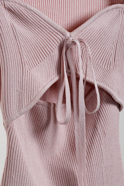 Jonathan Simkhai Pink Ribbed Sweetheart Top