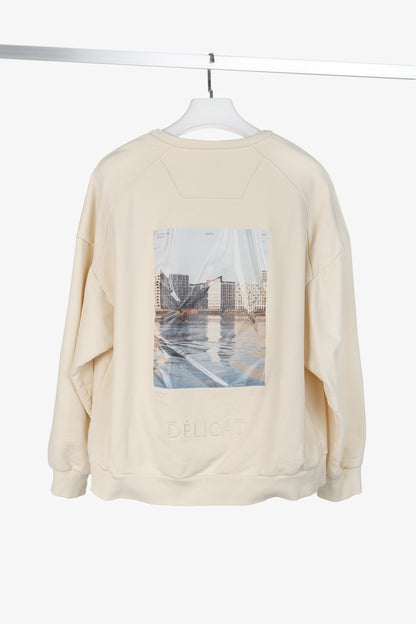 JUUN.J Cream Cotton French-Terry Graphic Crewneck Sweatshirt