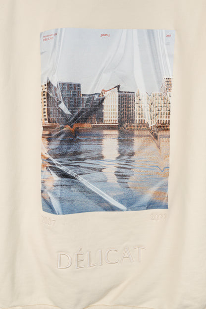 JUUN.J Cream Cotton French-Terry Graphic Crewneck Sweatshirt
