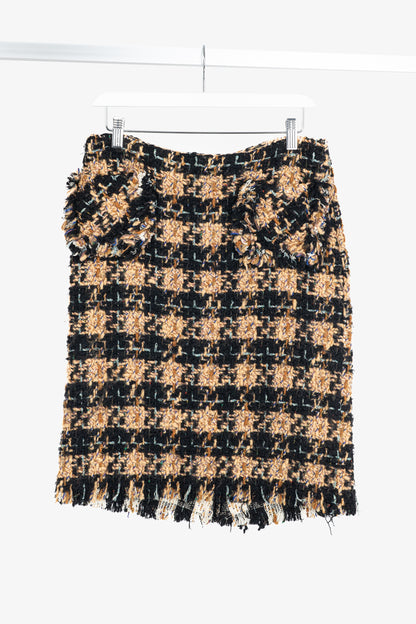 Junya Watanabe Comme des Garcons Orange & Black Lurex Check-Tweed Pencil Skirt