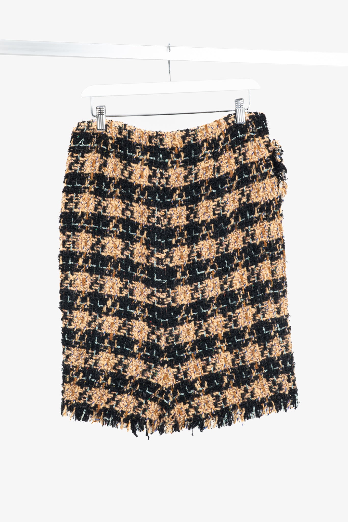 Junya Watanabe Comme des Garcons Orange & Black Lurex Check-Tweed Pencil Skirt