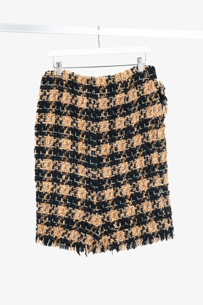 Junya Watanabe Comme des Garcons Orange & Black Lurex Check-Tweed Pencil Skirt