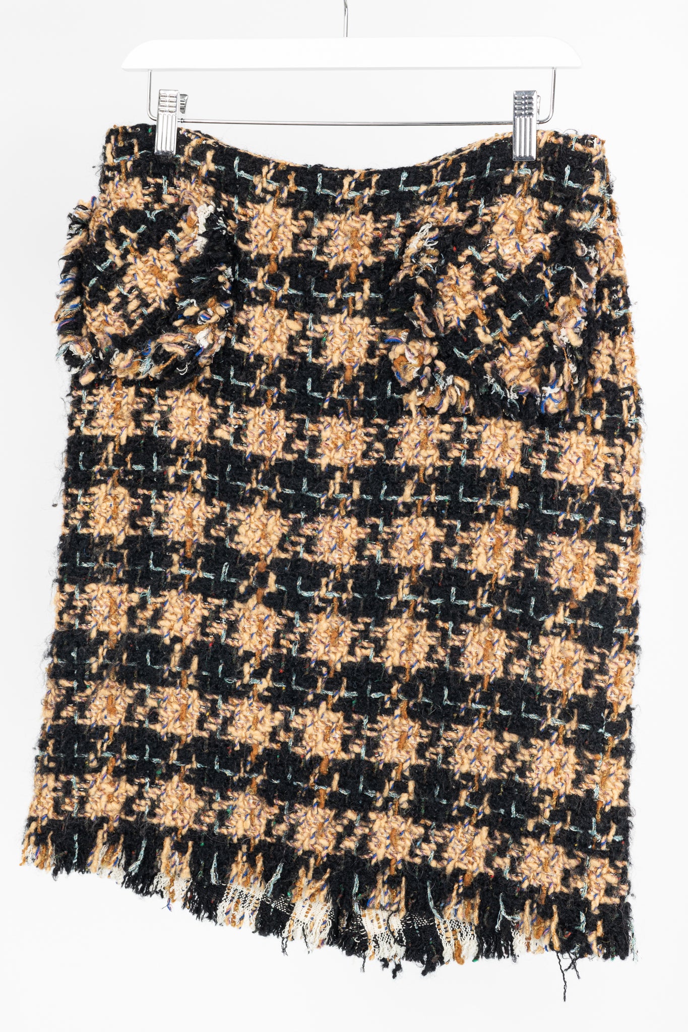 Junya Watanabe Comme des Garcons Orange & Black Lurex Check-Tweed Pencil Skirt