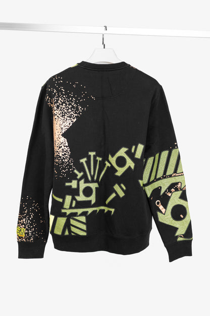 Kenzo Black & Green Gear-Patch Cotton Sweatshirt