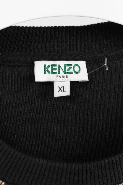 Kenzo Black & Green Gear-Patch Cotton Sweatshirt