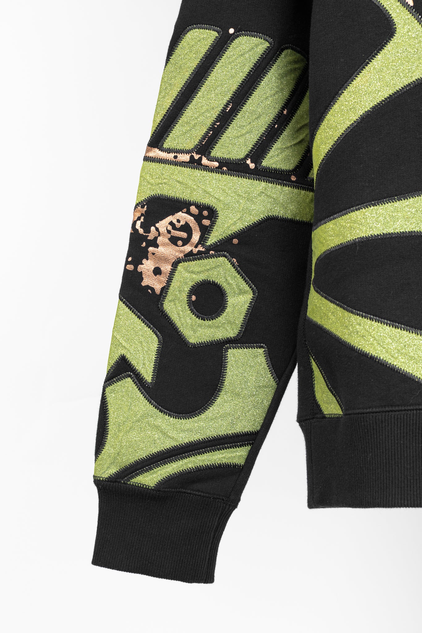 Kenzo Black & Green Gear-Patch Cotton Sweatshirt