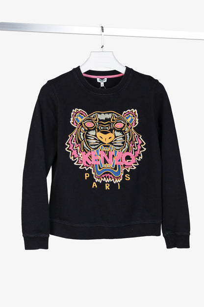 KENZO Black 'The Light' Embroidered Tiger Brushed Cotton Sweatshirt