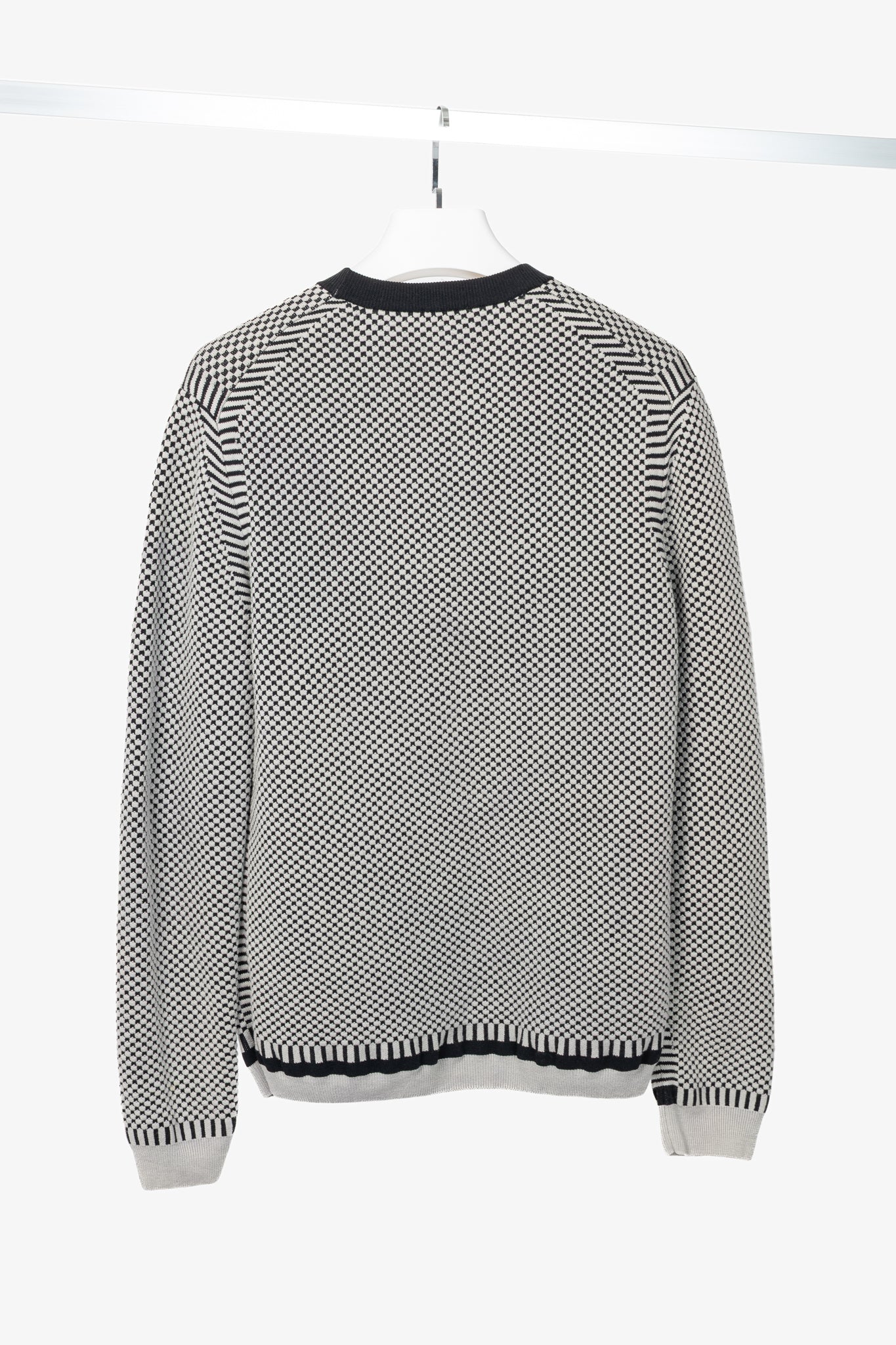 Kenzo Grey Wool-Blend Gear Jacquard Sweater