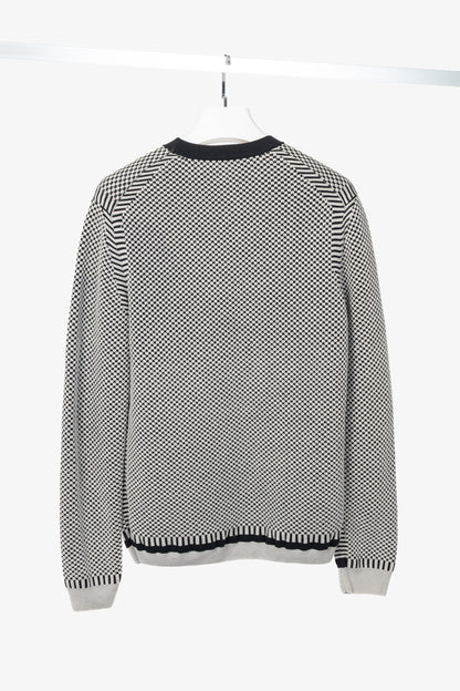 Kenzo Grey Wool-Blend Gear Jacquard Sweater