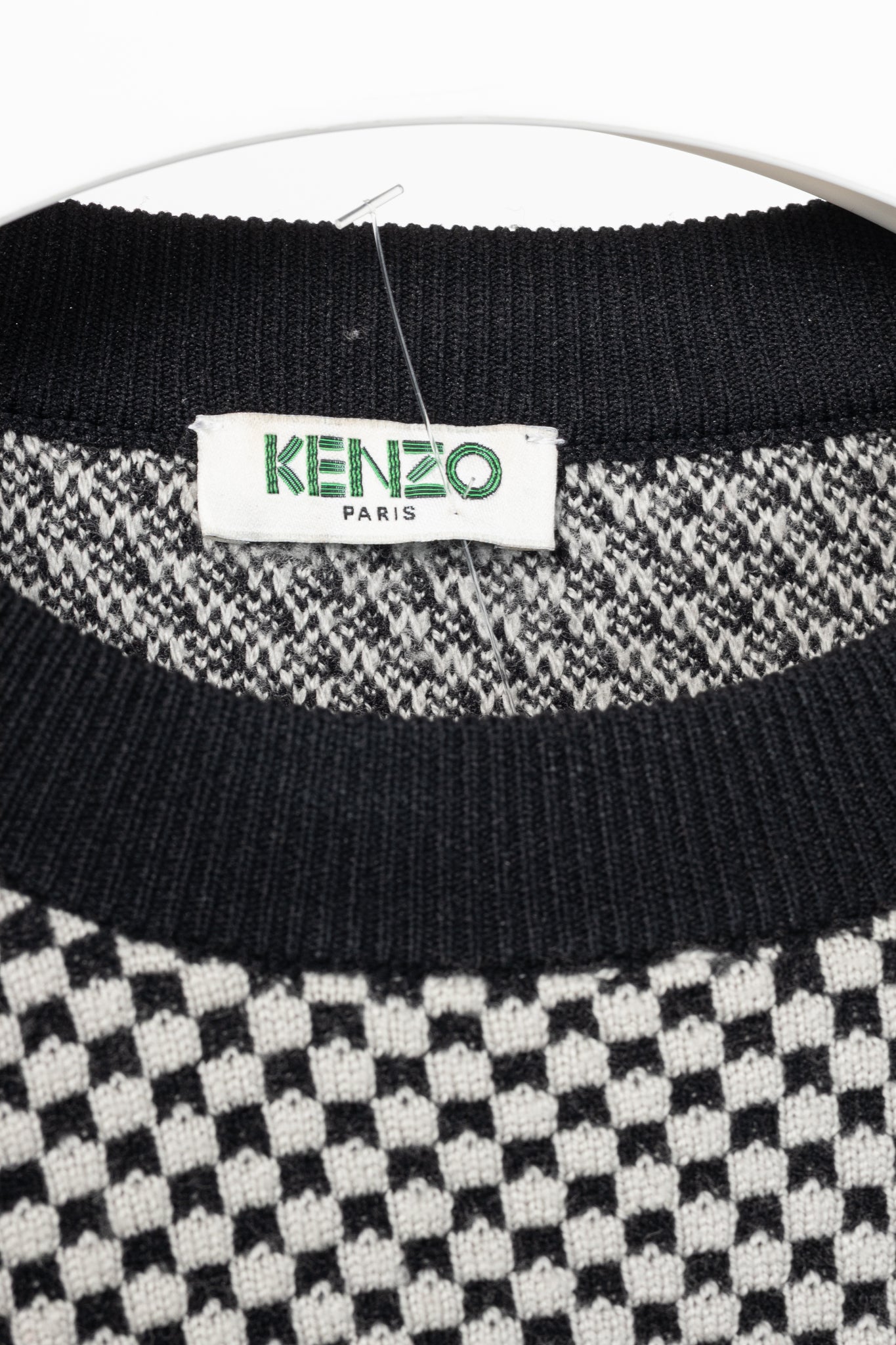 Kenzo Grey Wool-Blend Gear Jacquard Sweater