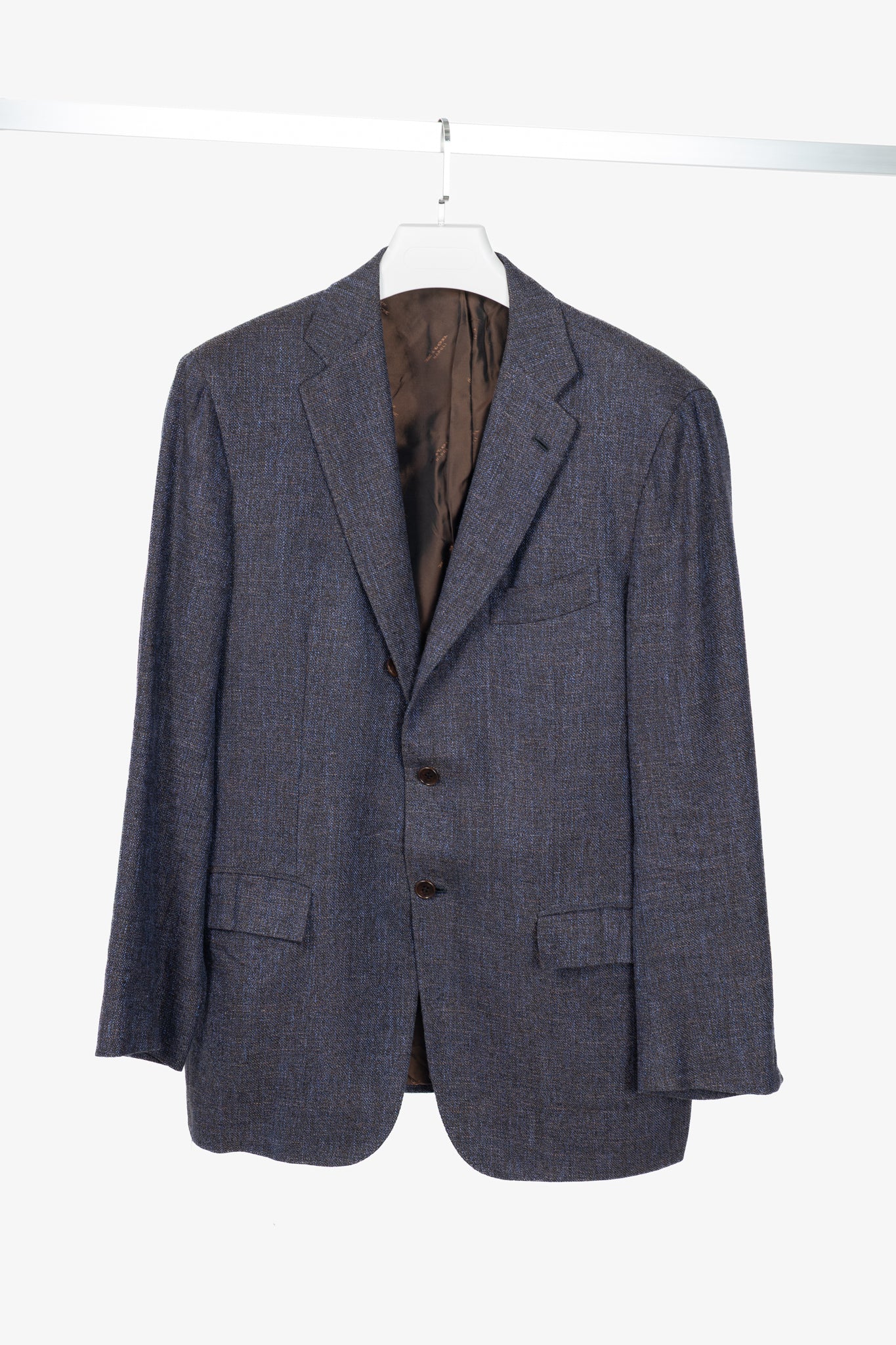 Kiton Indigo Silk. Linen & Cashmere-Blend Blazer