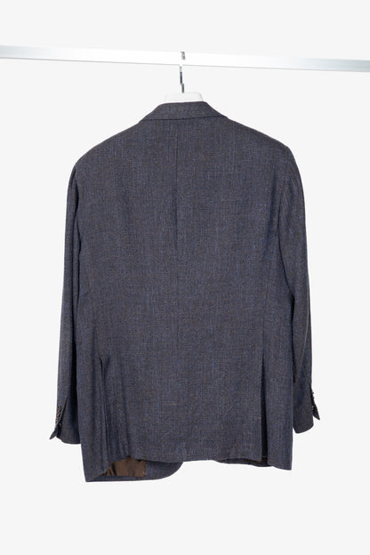 Kiton Indigo Silk. Linen & Cashmere-Blend Blazer