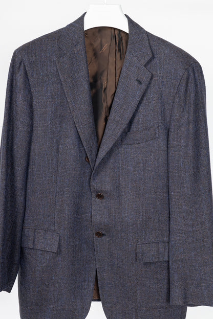 Kiton Indigo Silk. Linen & Cashmere-Blend Blazer