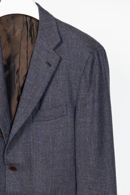 Kiton Indigo Silk. Linen & Cashmere-Blend Blazer