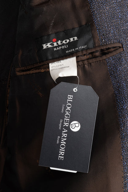 Kiton Indigo Silk. Linen & Cashmere-Blend Blazer