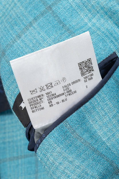 Kiton Blue Check Cashmere & Silk Flannel Blazer