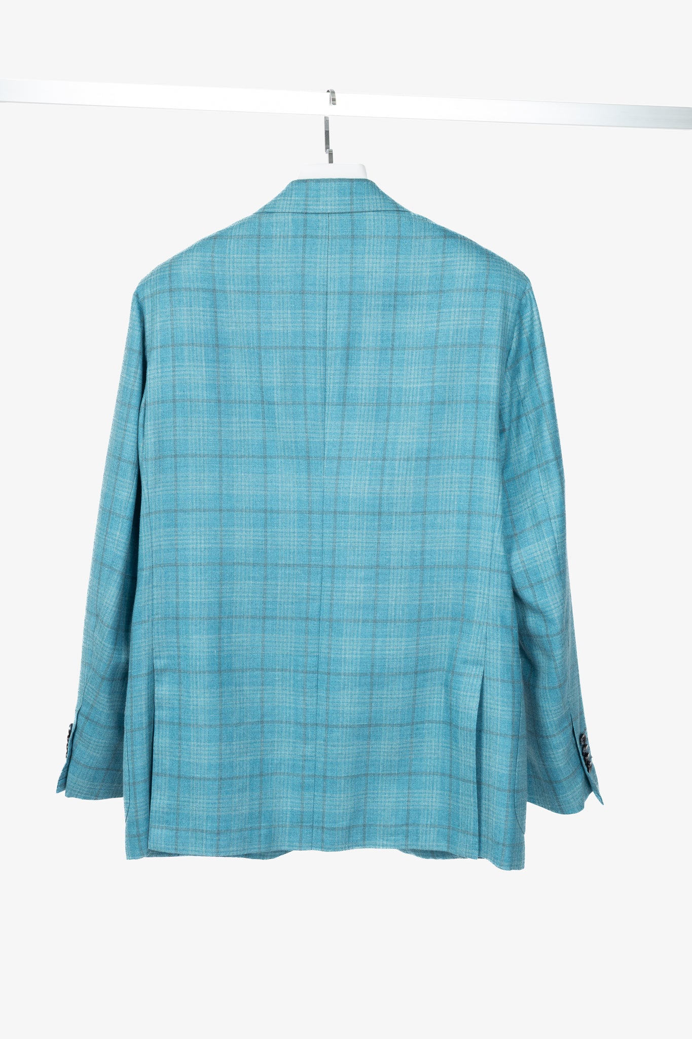Kiton Blue Check Cashmere & Silk Flannel Blazer