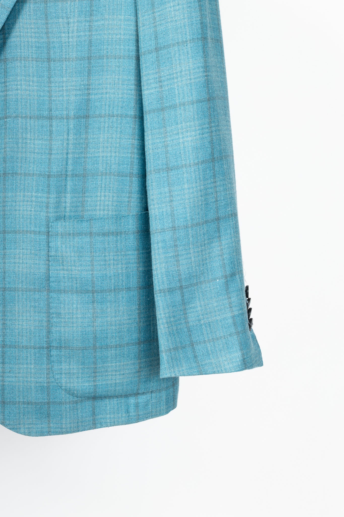 Kiton Blue Check Cashmere & Silk Flannel Blazer