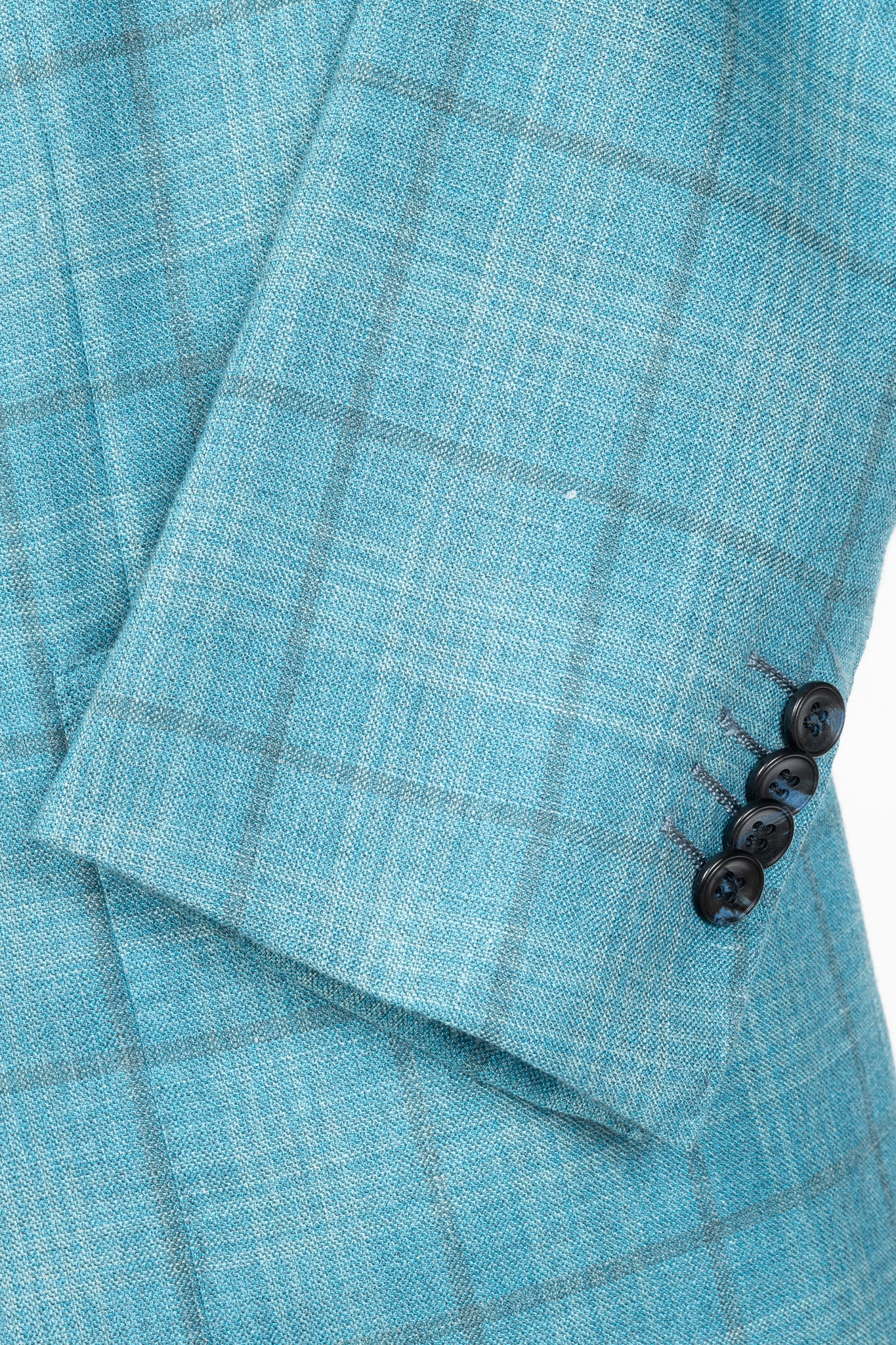 Kiton Blue Check Cashmere & Silk Flannel Blazer