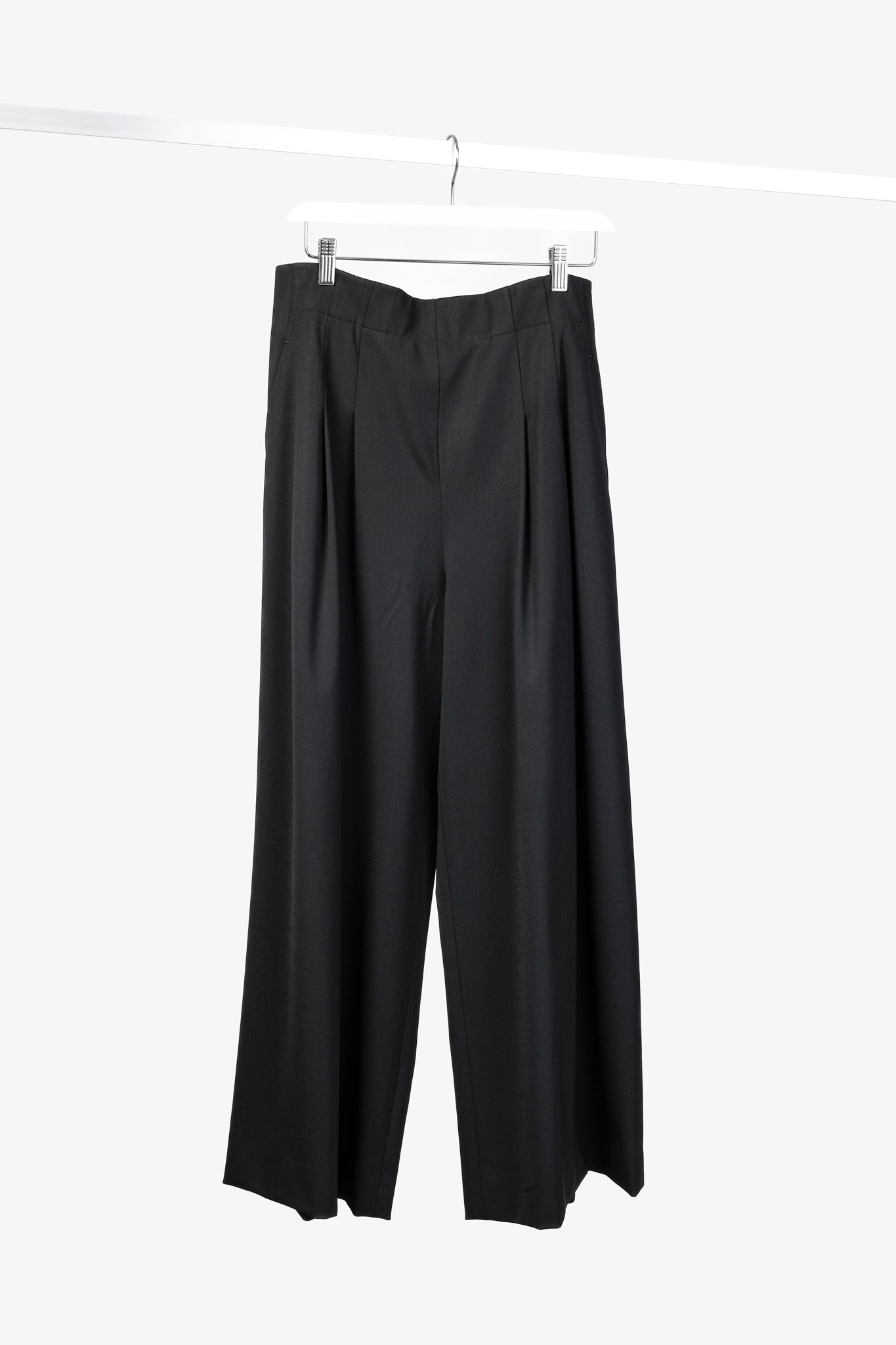 Lafayette 148 Black Pleated Front Wide Wool Pant