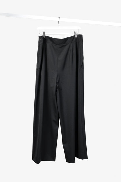 Lafayette 148 Black Pleated Front Wide Wool Pant