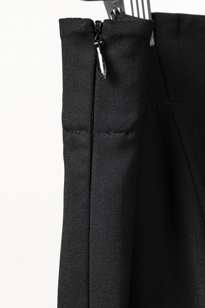 Lafayette 148 Black Pleated Front Wide Wool Pant