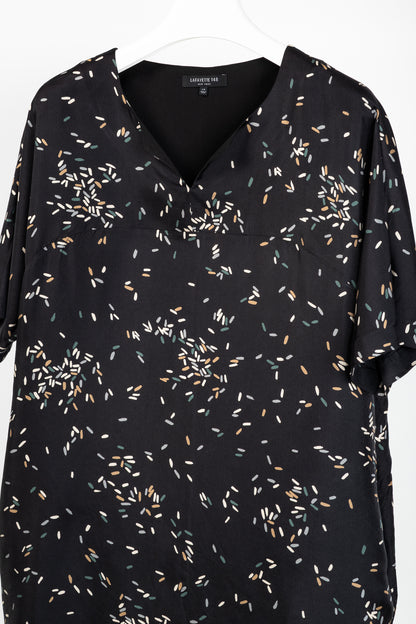 Lafayette 148 Thoren Black Silk Sprinkles-Print Shift Dress