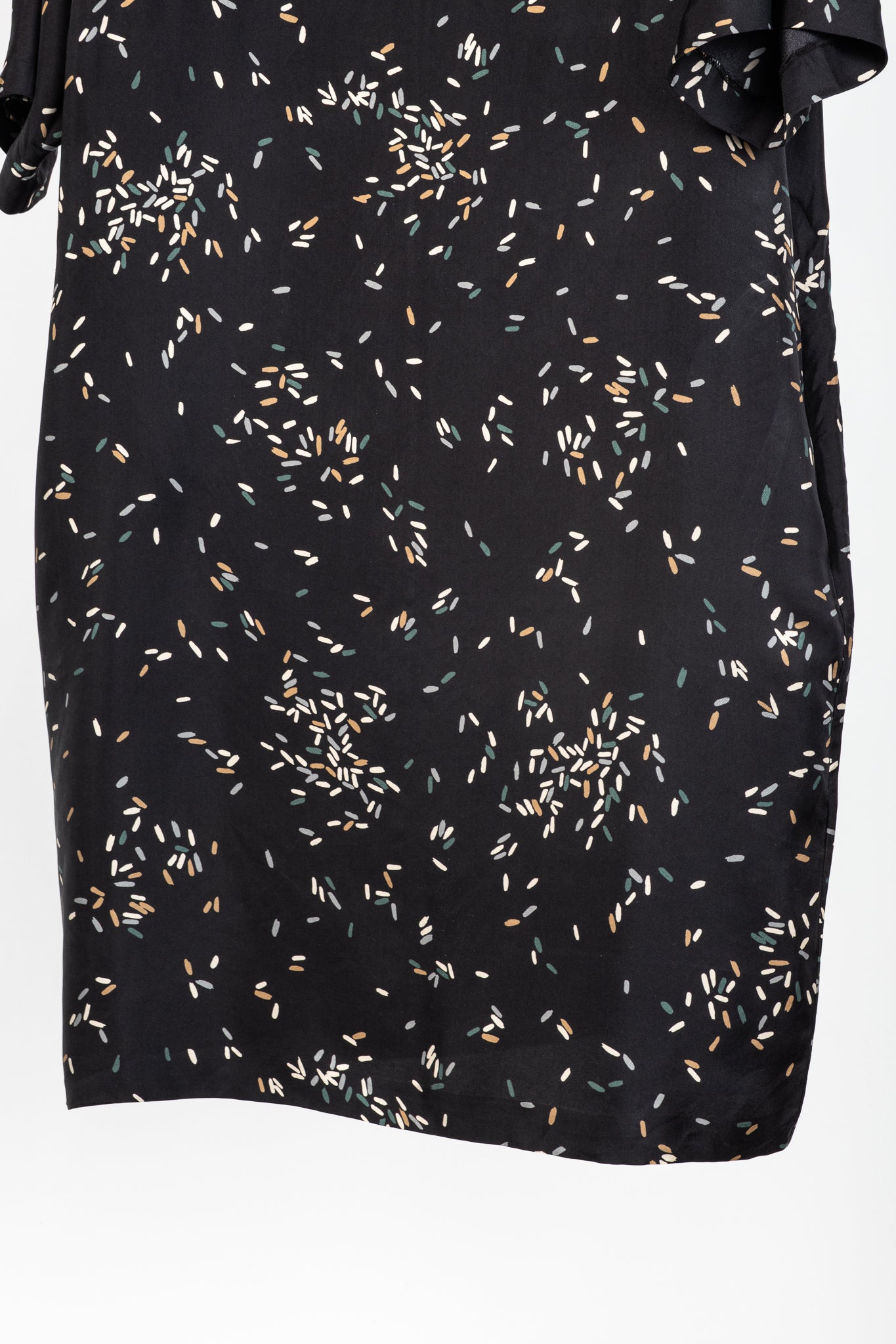 Lafayette 148 Thoren Black Silk Sprinkles-Print Shift Dress