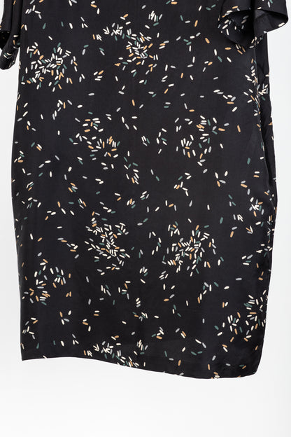 Lafayette 148 Thoren Black Silk Sprinkles-Print Shift Dress