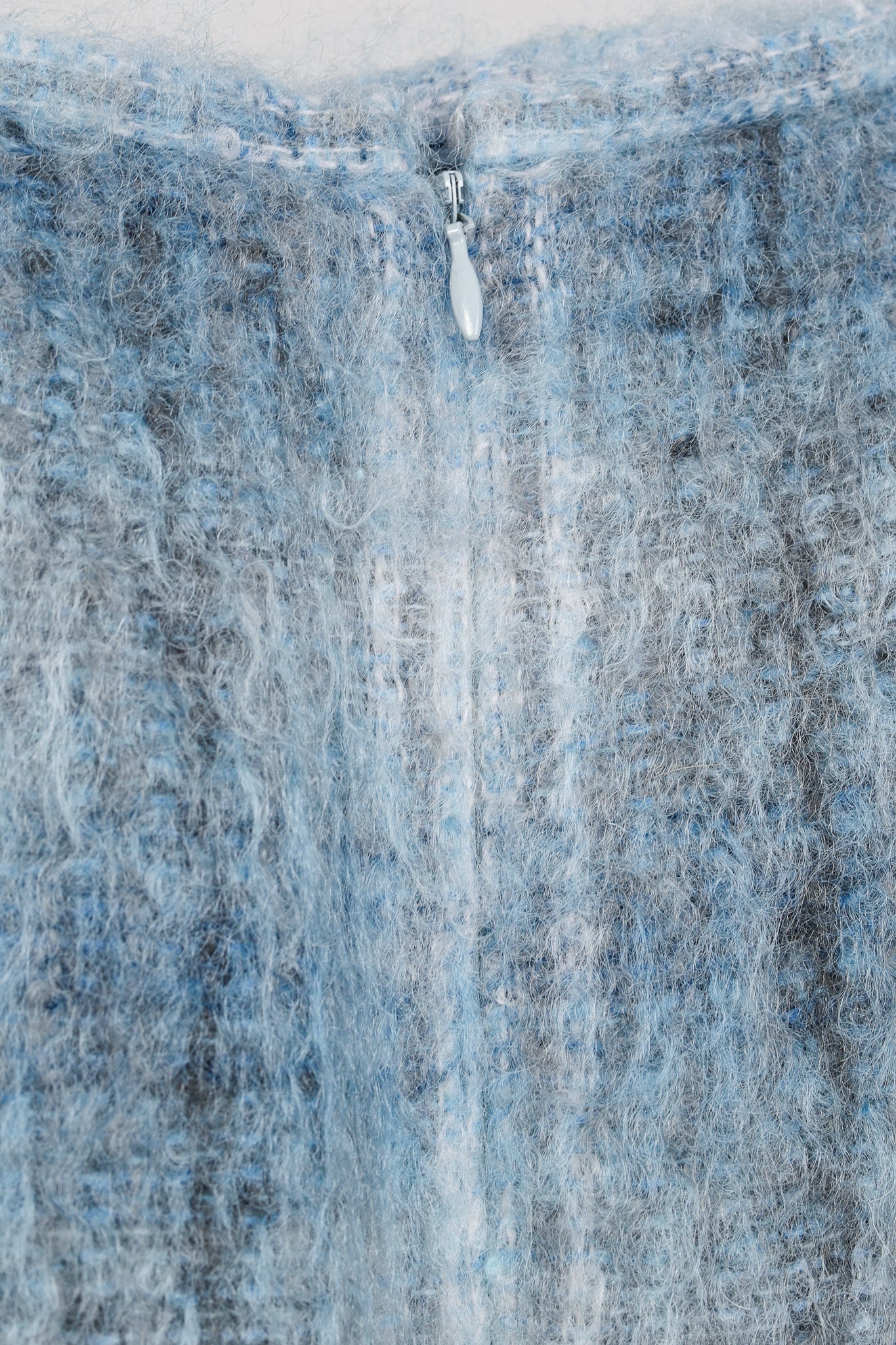 Lafayette 148 Blue Mohair Blurred Tartan Trumpet Skirt